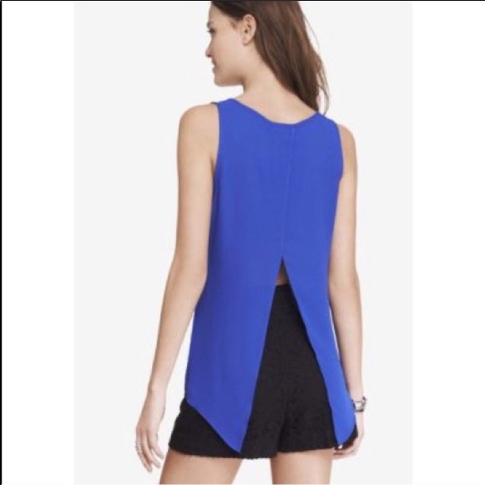 Express Lightweight Sheer Split Open Back Tank Top